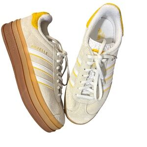Adidas Gazelle Platform Sneakers Cream Yellow Suede Women’s Size 7.5